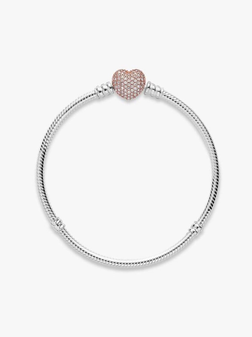 Pandora Moments Pav�� Heart Clasp Snake Chain Bracelet